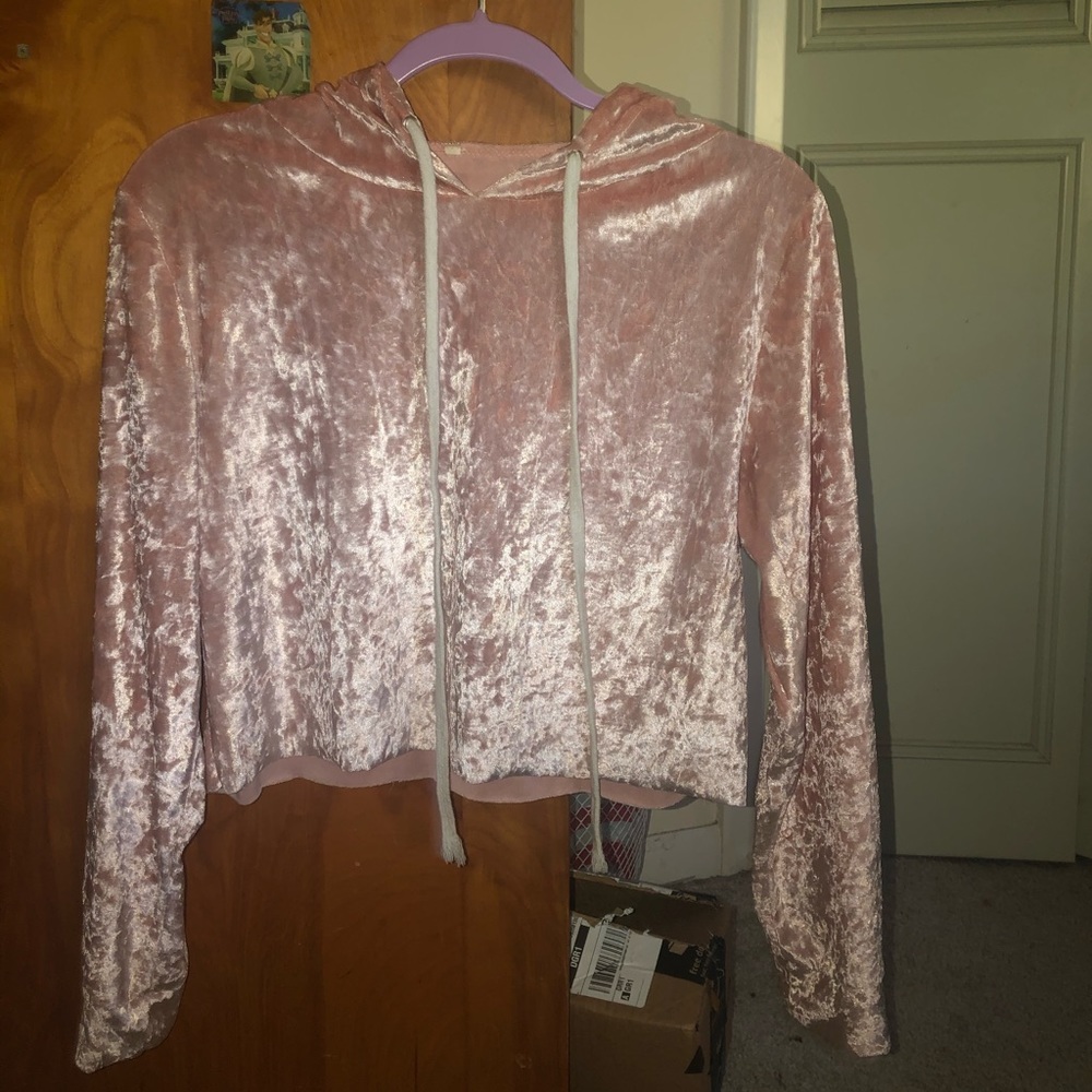 Velvet Crop Top Hoodie